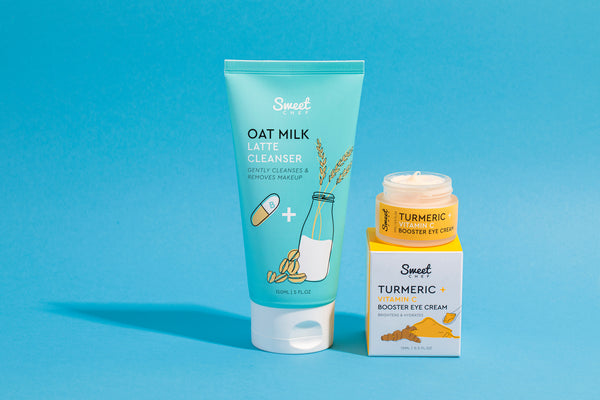 Meet the Oat Milk Latte Cleanser and Turmeric + Vitamin C Booster Eye Cream