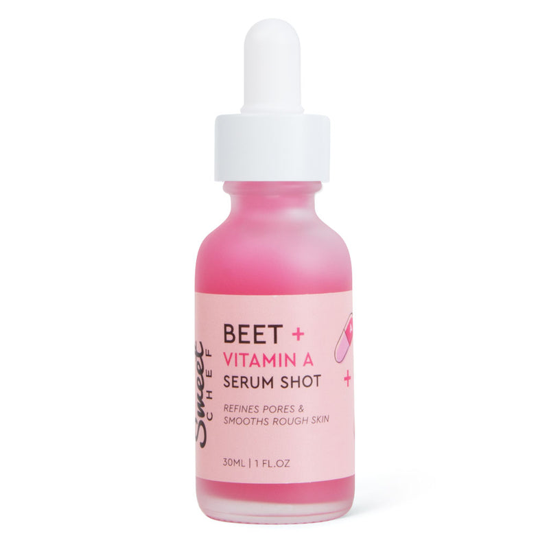 pink serum inside glass jar with white dropper 